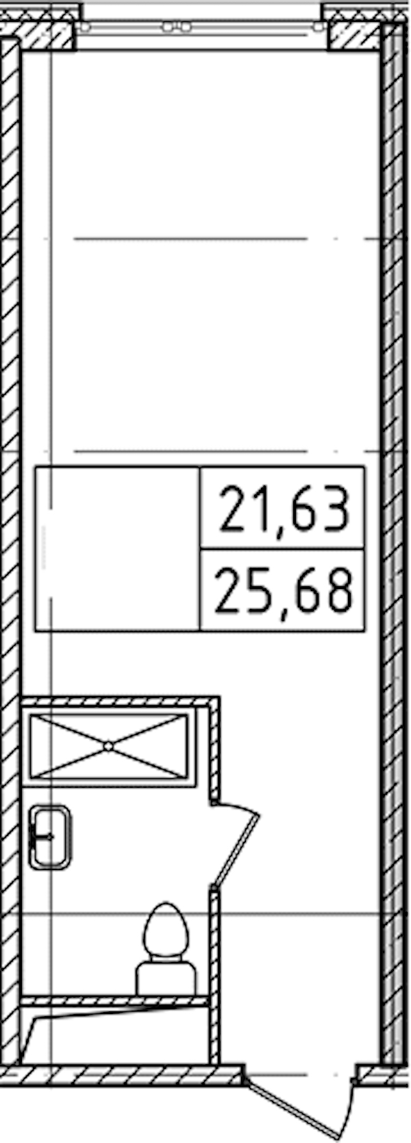 Квартира студия 25.68 м², 6/14 эт., Комплекс апартаментов «Ladozhsky Avenir»